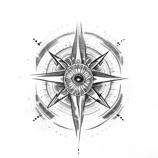 skull rose eye compass sleeve tattoo design idea