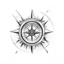 sparrow with eye and compass  tattoo design idea