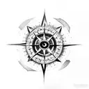 sparrow with eye and compass  tattoo design idea