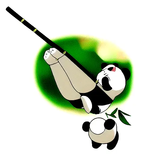 panda falling with Bamboo on it's hand tattoo design idea