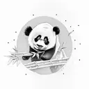 panda falling with Bamboo on it's hand tattoo design idea