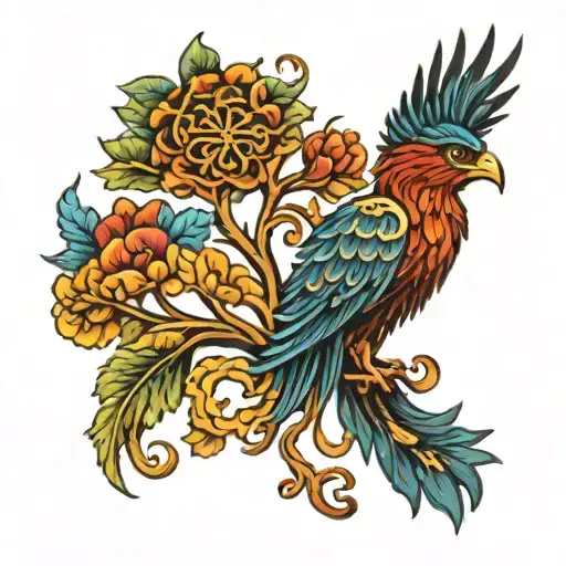 Phoenix autism tree of life intertwined tattoo design idea