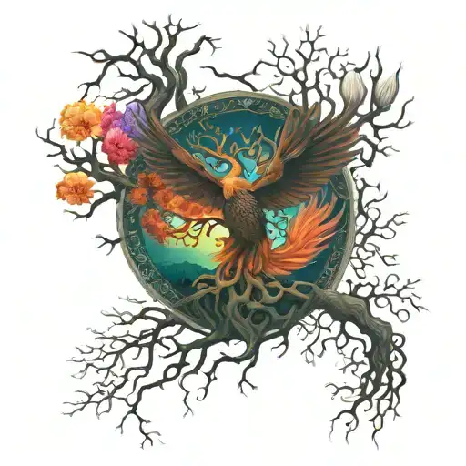 tree of life is it phoenix rising tattoo design idea