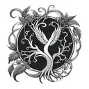 Phoenix autism tree of life intertwined tattoo design idea