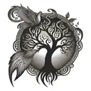 Phoenix autism tree of life intertwined tattoo design idea