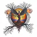 tree of life is it phoenix rising tattoo design idea