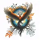 tree of life is it phoenix rising tattoo design idea