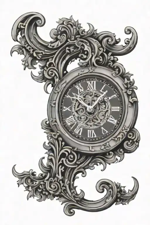 clock with Roman numerals 1948-2021 in the middle tattoo design idea