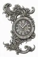clock with Roman numerals 1948-2021 in the middle tattoo design idea
