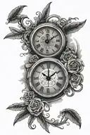 clock with Roman numerals 1948-2021 in the middle tattoo design idea