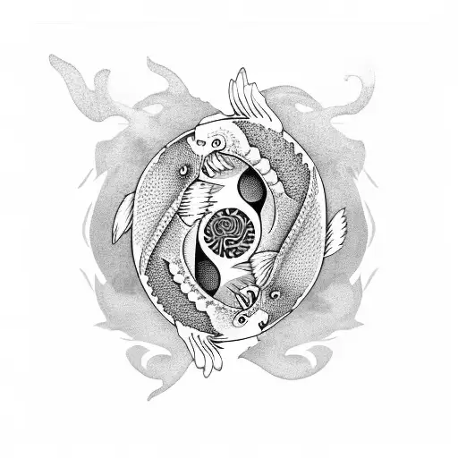 yin yang koi fish tattoo design idea
