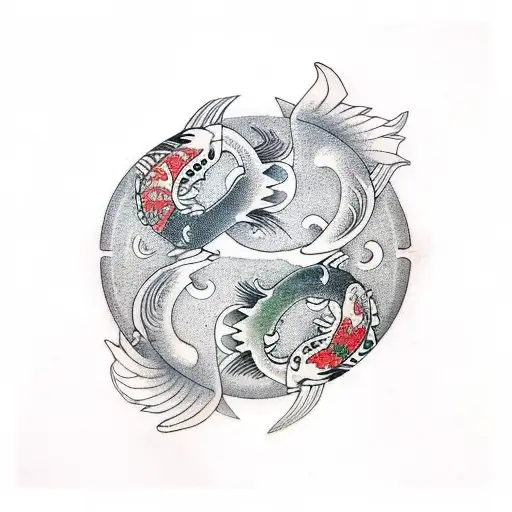 yin yang koi fish tattoo design idea