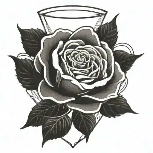 black rose sobriety hour glass  tattoo design idea
