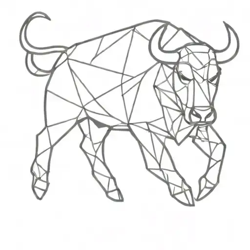 geometric charging bull tattoo design idea