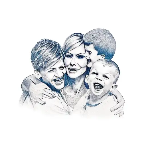 mother and 2 sons  tattoo design idea