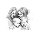 mother and 2 sons  tattoo design idea