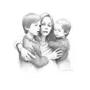 mother and 2 sons  tattoo design idea