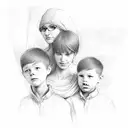 mother and 2 sons  tattoo design idea