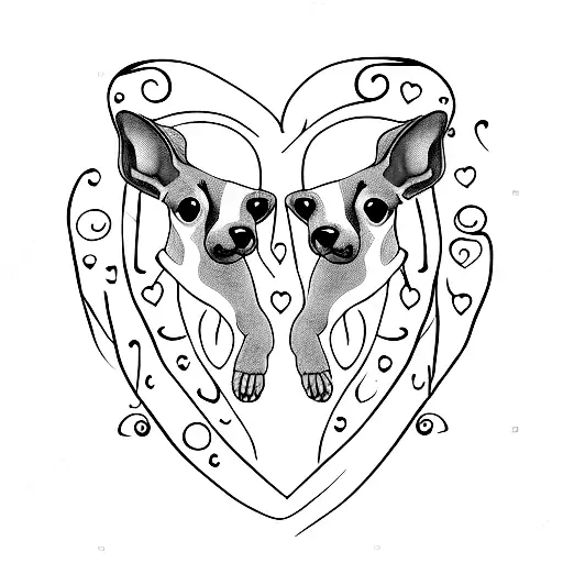 two italian greyhounds forming a heart tattoo design idea