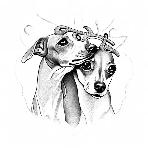 a heart made from two italian greyhound heads tattoo design idea