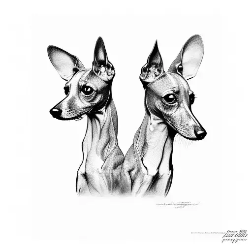 a heart made from two italian greyhound heads tattoo design idea