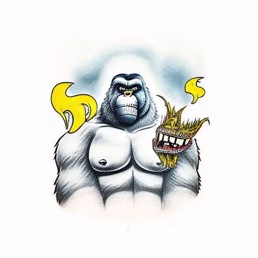king kong fighting with godzilla tattoo design idea