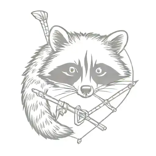 racoon with a hunting bow  tattoo design idea
