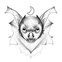fruit bat and moon tattoo design idea
