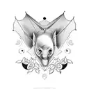 fruit bat and moon tattoo design idea