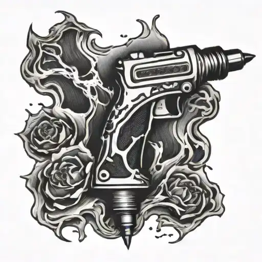 charred drill tattoo design idea