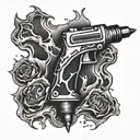 charred drill tattoo design idea