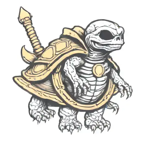skeletor as a turtle with cape tattoo design idea