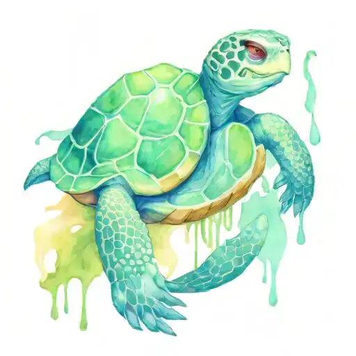 skeletor as a turtle swimming tattoo design idea