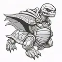 skeletor as a turtle with cape running tattoo design idea