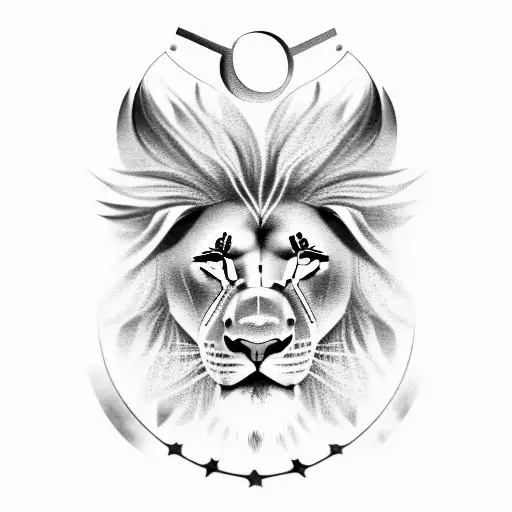 Greek with goddess and lion  tattoo design idea