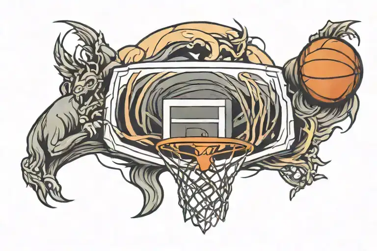 basketball hoop tattoo design idea