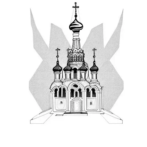 Russian church, dark mood tattoo design idea