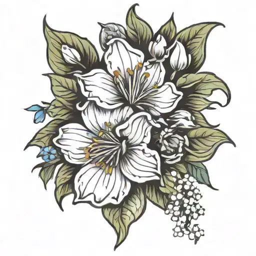 October and December birth flower tattoo design idea