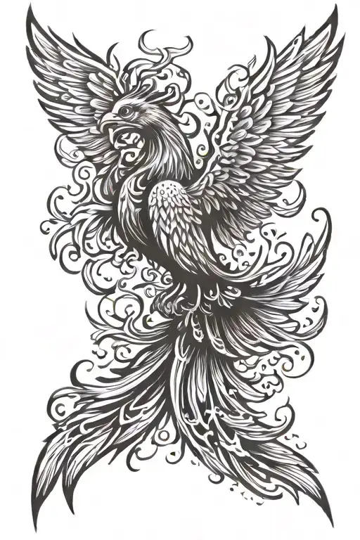 Phoenix flame like wings tattoo design idea
