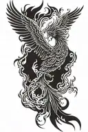 Phoenix rising from flames tattoo design idea