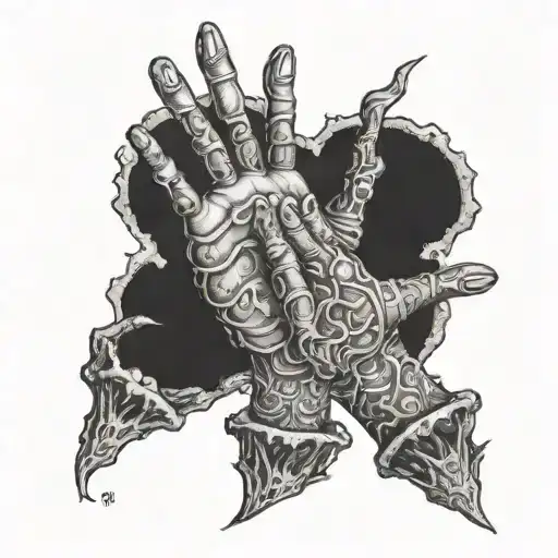 Create a dotwork design of a Call of Duty Zombies mystery box surrounded by undead hands reaching out tattoo design idea