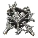 Create a dotwork design of a Call of Duty Zombies mystery box surrounded by undead hands reaching out tattoo design idea