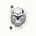 skull with bullet between teeth tattoo design idea