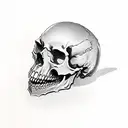 skull with bullet between teeth tattoo design idea