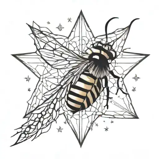 North Star in honey comb tattoo design idea