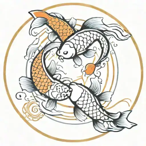 Koi fish yin yang swimming in a circle tattoo design idea
