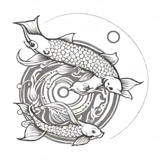 Koi fish yin yang swimming in a circle for a knee tattoo tattoo design idea