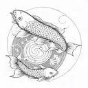 Koi fish yin yang swimming in a circle for a knee tattoo tattoo design idea