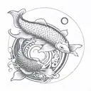 Koi fish yin yang swimming in a circle for a knee tattoo tattoo design idea