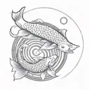 Koi fish yin yang swimming in a circle for a knee tattoo tattoo design idea
